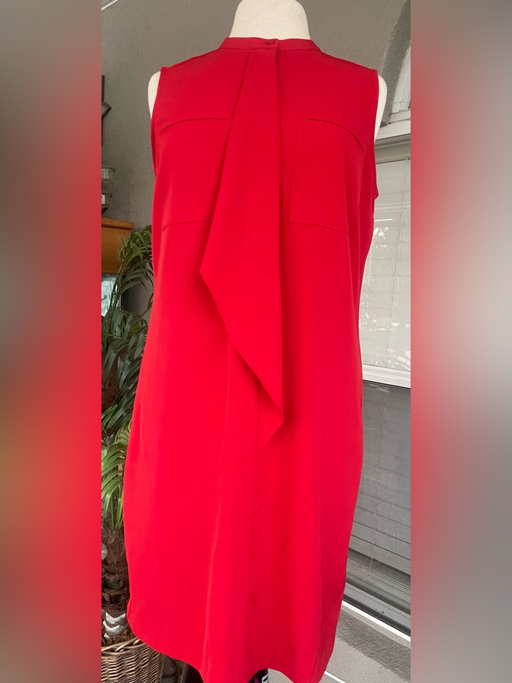 Worthington Red Sleeveless Midi Dress with Front Drape